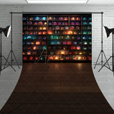 Aperturee - Aperturee Magical Orbs on Shelves Sweep Backdrop Crystal Ball and Galaxy Display Fantasy Themed Studio with Wood Floor